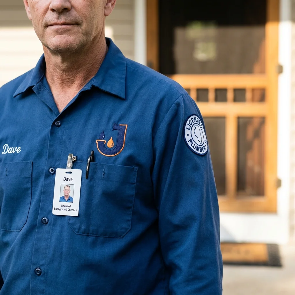 Licensed plumber showing ID badge in Tonkawa, OK