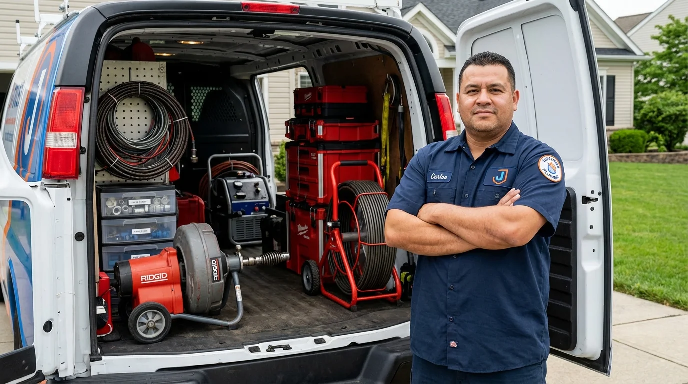 Professional drain cleaning equipment and Johns Plumbing LLC plumber in Tonkawa