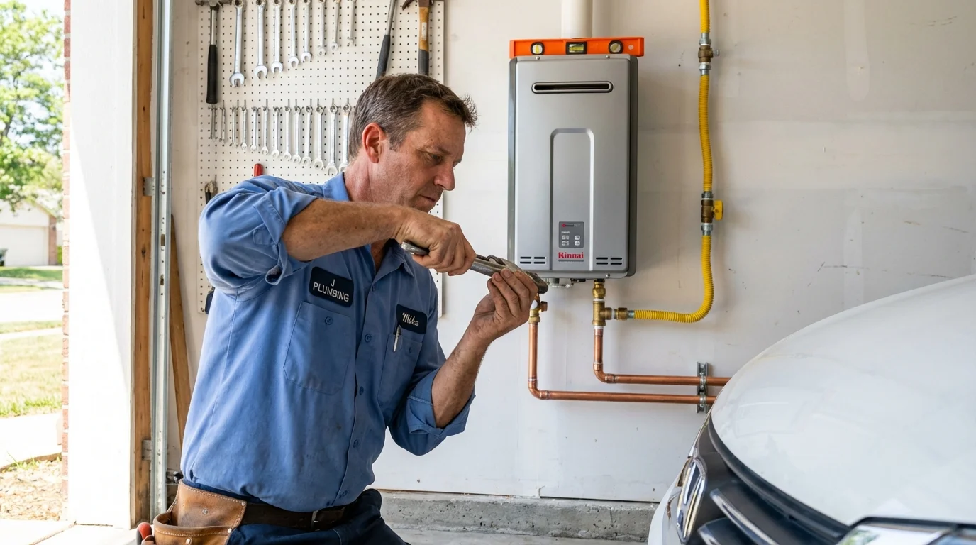 Tankless water heater installation by a Johns Plumbing LLC plumber in Tonkawa
